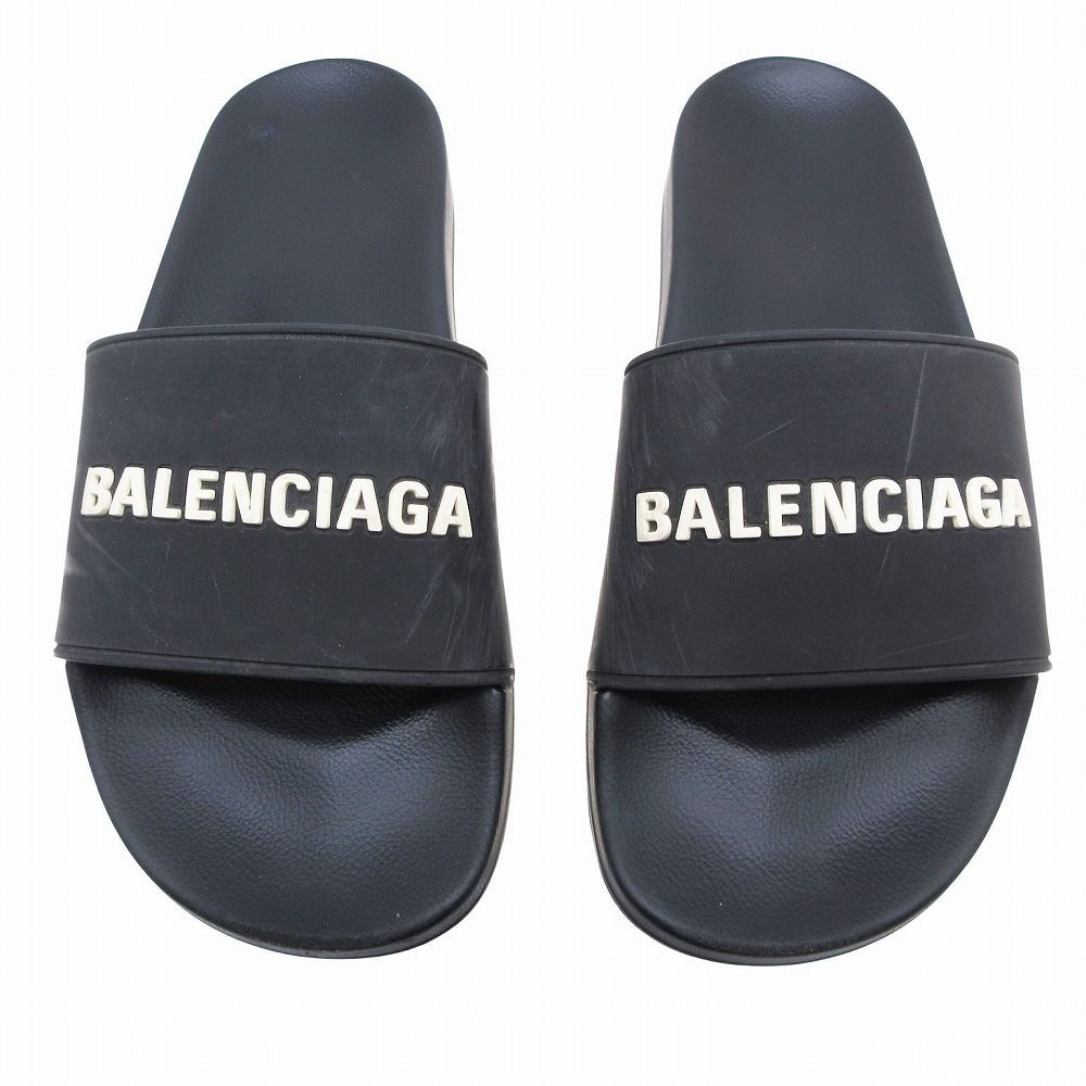 BALENCIAGA バレンシアガ シャワー サンダル ロゴ スライド ビーサン サイズ27.5cm ブラック 黒 メンズ