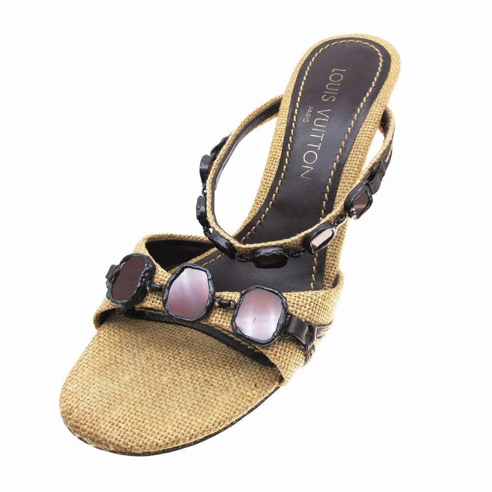 ヴィトン　アンクルストラップサンダル37.5 LOUIS VUITTON ルイヴィトン サンダル アンクルストラップ カラー