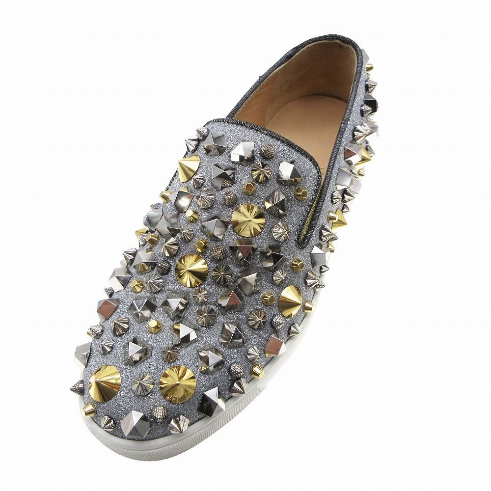 Christian Louboutin クリスチャンルブタン スリッポン スニーカー スパイク マルチ スタッズ グリッター 22.5 cm レディース