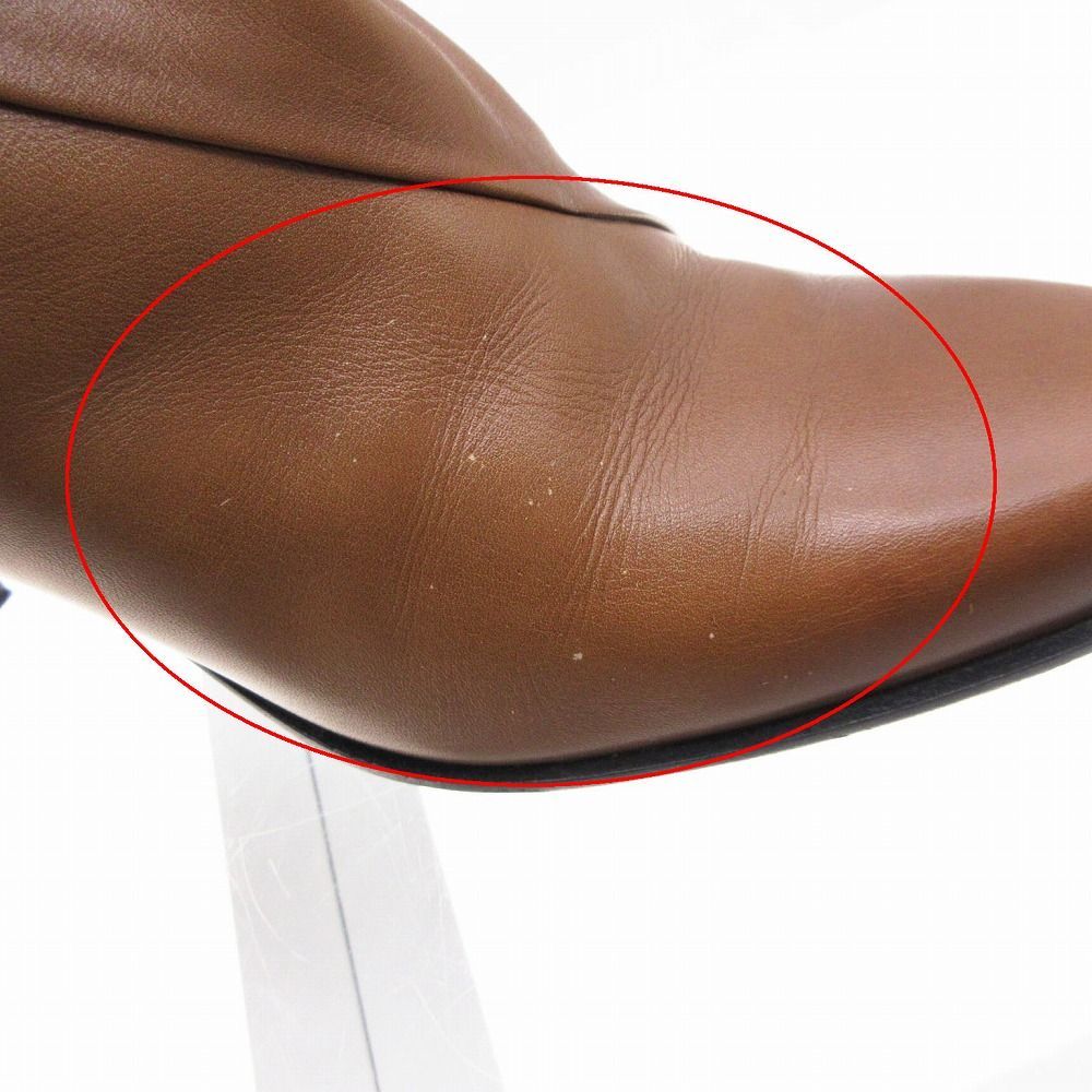 HERMES エルメス レザー ロング ブーツ ヒール Hロゴ ベルト