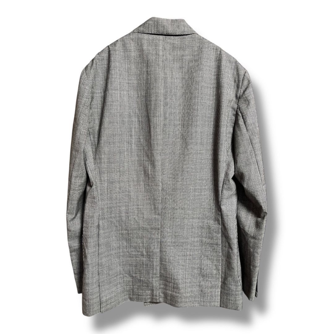 De Petrillo デペトリロ イタリア製 マイクロ千鳥柄 6B ダブルブレスト テーラードジャケット 背抜き 袖口本切羽 サイドベンツ 紳士 上着 メンズ サイズ44 グレー 秋 久喜倉庫店 45 No.K836Y