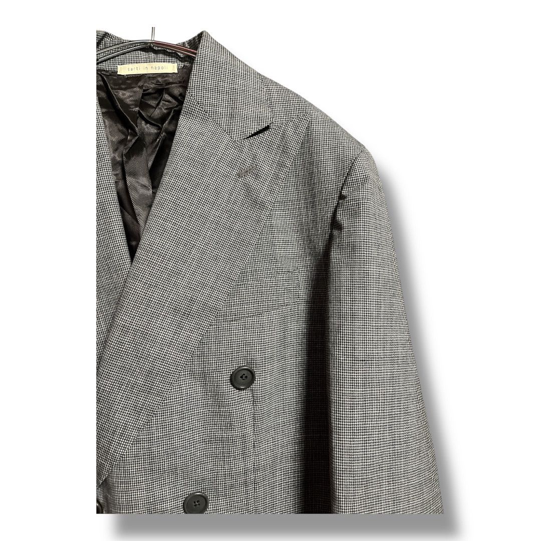 De Petrillo デペトリロ イタリア製 マイクロ千鳥柄 6B ダブルブレスト