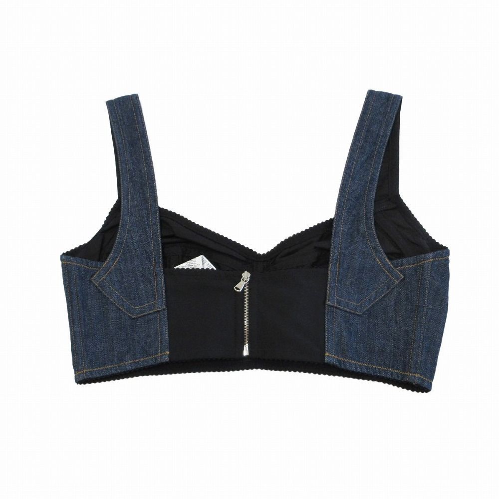 DOLCE-GABBANA ドルチェアンドガッバーナ クロップドビスチェ デニム F7Y28D G899T サイズM レディース