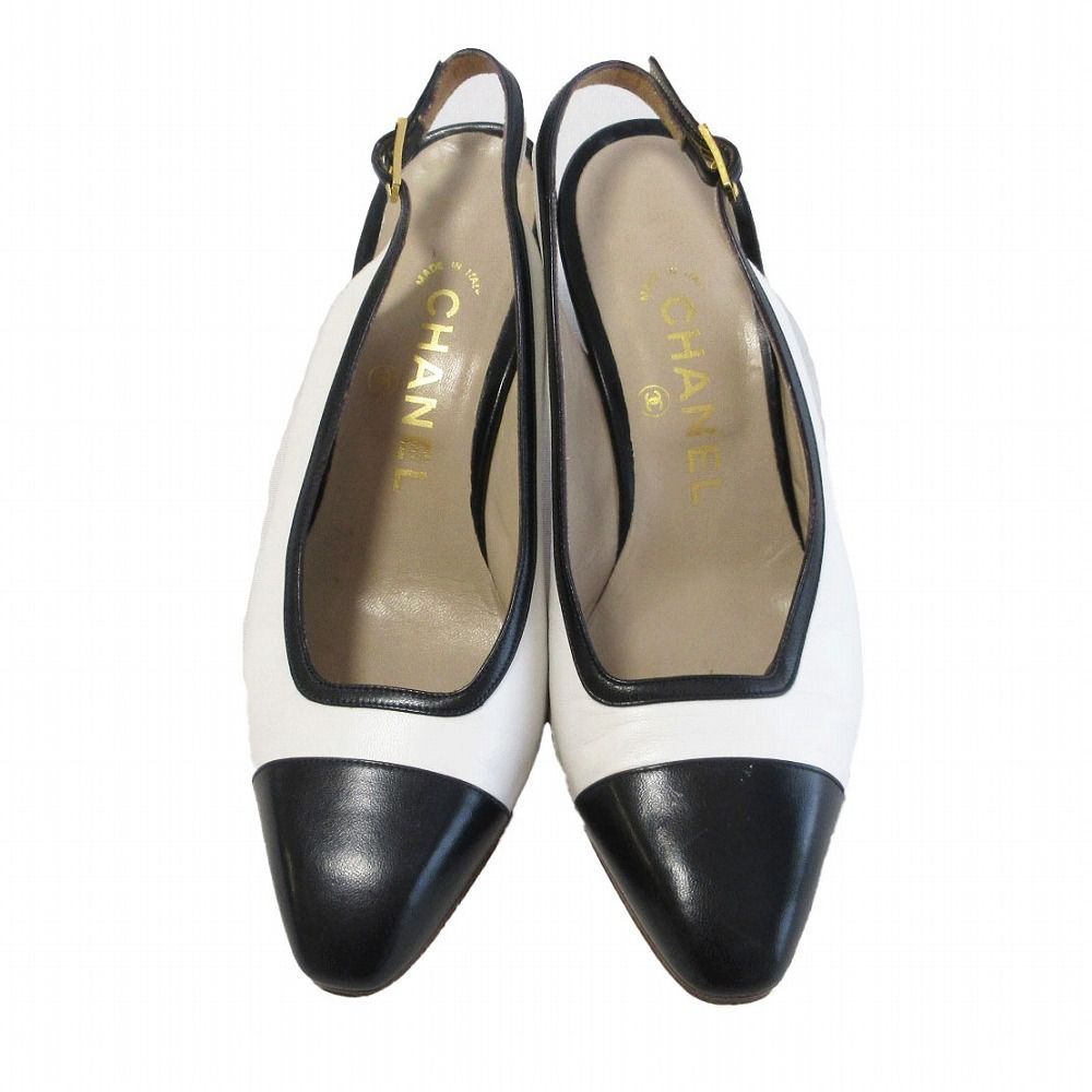 シャネル　パンプス　バックストラップ CHANEL シャネル バックストラップ バイカラー パンプス シューズ