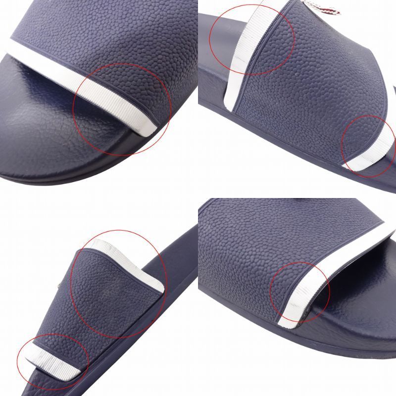  THOM BROWNE トムブラウン ラバー プール スライド サンダル ビーチサンダル フラット シューズ 41 25 5 cm ネイビー メンズ ビーチサンダル シャワーサンダル サンダル