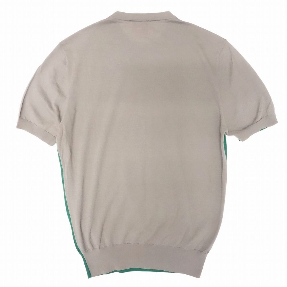 HERMES エルメス ニット セーター 半袖 バイカラー 切替 ライン クルー