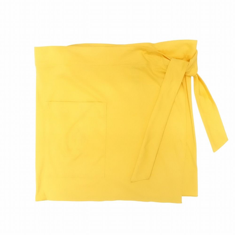 HERMES エルメス ラップ 巻き ミニ スカート ベルト Hロゴ コットン ボトムス フランス製 38 M イエロー 黄色 レディース