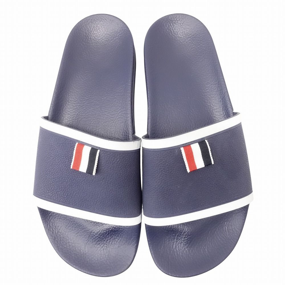THOM BROWNE トムブラウン ラバー プール スライド サンダル ビーチサンダル フラット シューズ 41 25.5cm ネイビー メンズ