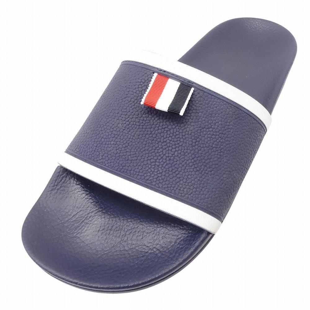 THOM BROWNE トムブラウン ラバー プール スライド サンダル ビーチサンダル フラット シューズ 41 25.5cm ネイビー メンズ