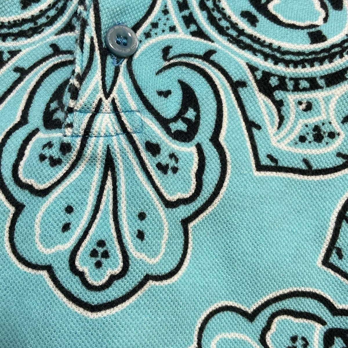  ETRO エトロ 半袖ポロシャツ サイズM レディース - ライトブルー×黒×白 半袖 ポロシャツ