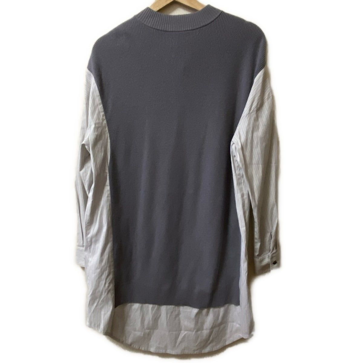 NEMIKA NEMIKA by Leilian ネミカ チュニック サイズ1 S レディース - グレー×ライトグレー×マルチ ハイネック 長袖 ニット ストライプ