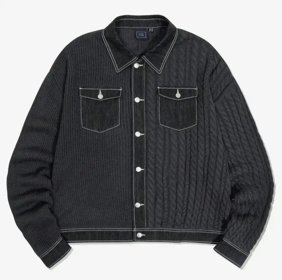 ROMANTIC CROWN ロマンティッククラウン ミックス ニット トラッカー ジャケット チャコール XL