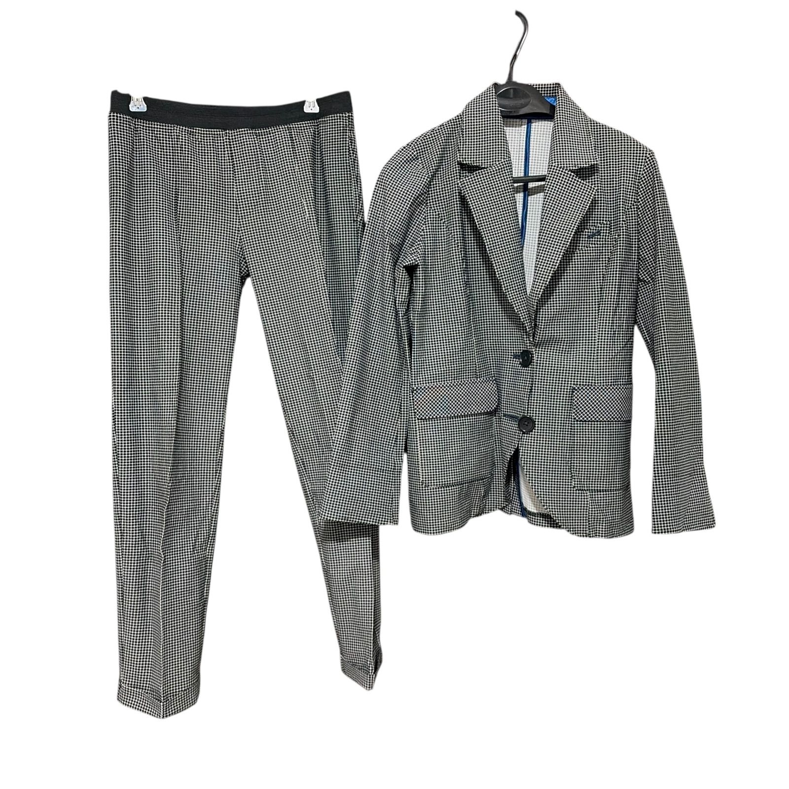 Z1603 Regina Romantico レジィーナロマンティコ テーラードジャケット パンツスーツ ツイード レディース38 チェック柄