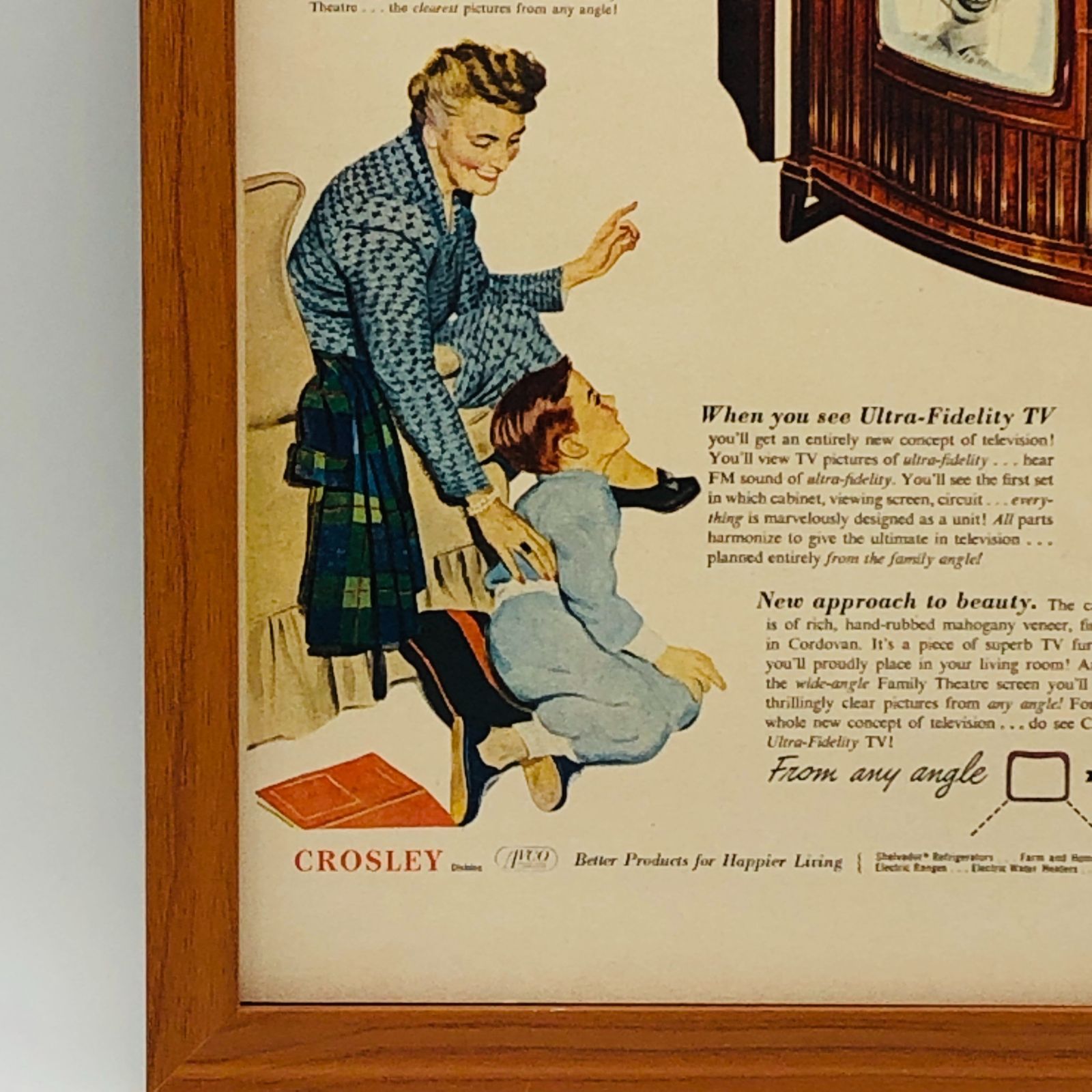 ビンテージ 広告 ポスター フレーム付 『 クロスリー テレビ (Crosley