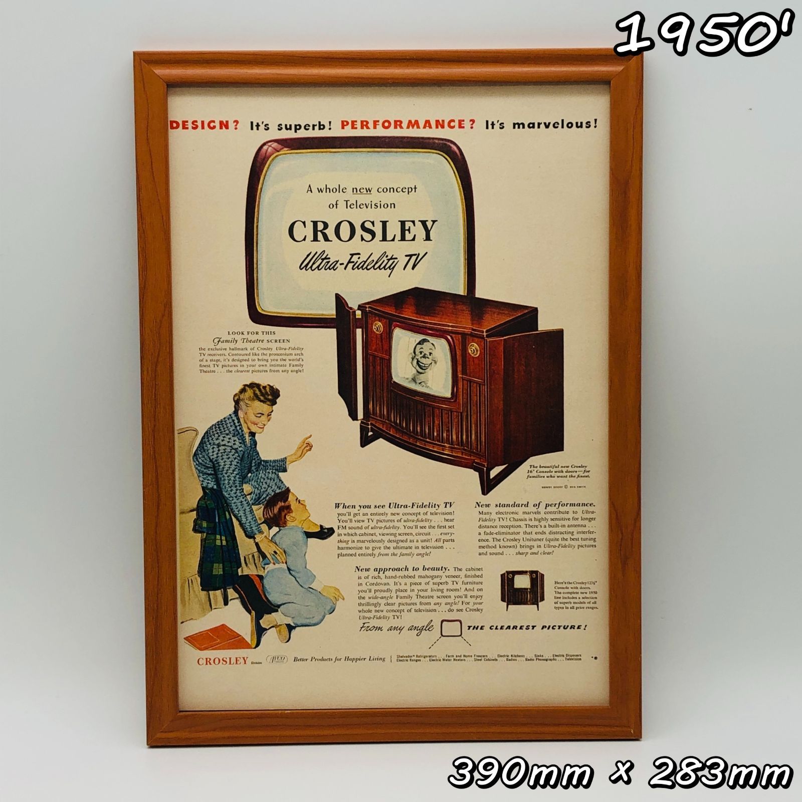 ビンテージ 広告 ポスター フレーム付 『 クロスリー テレビ (Crosley