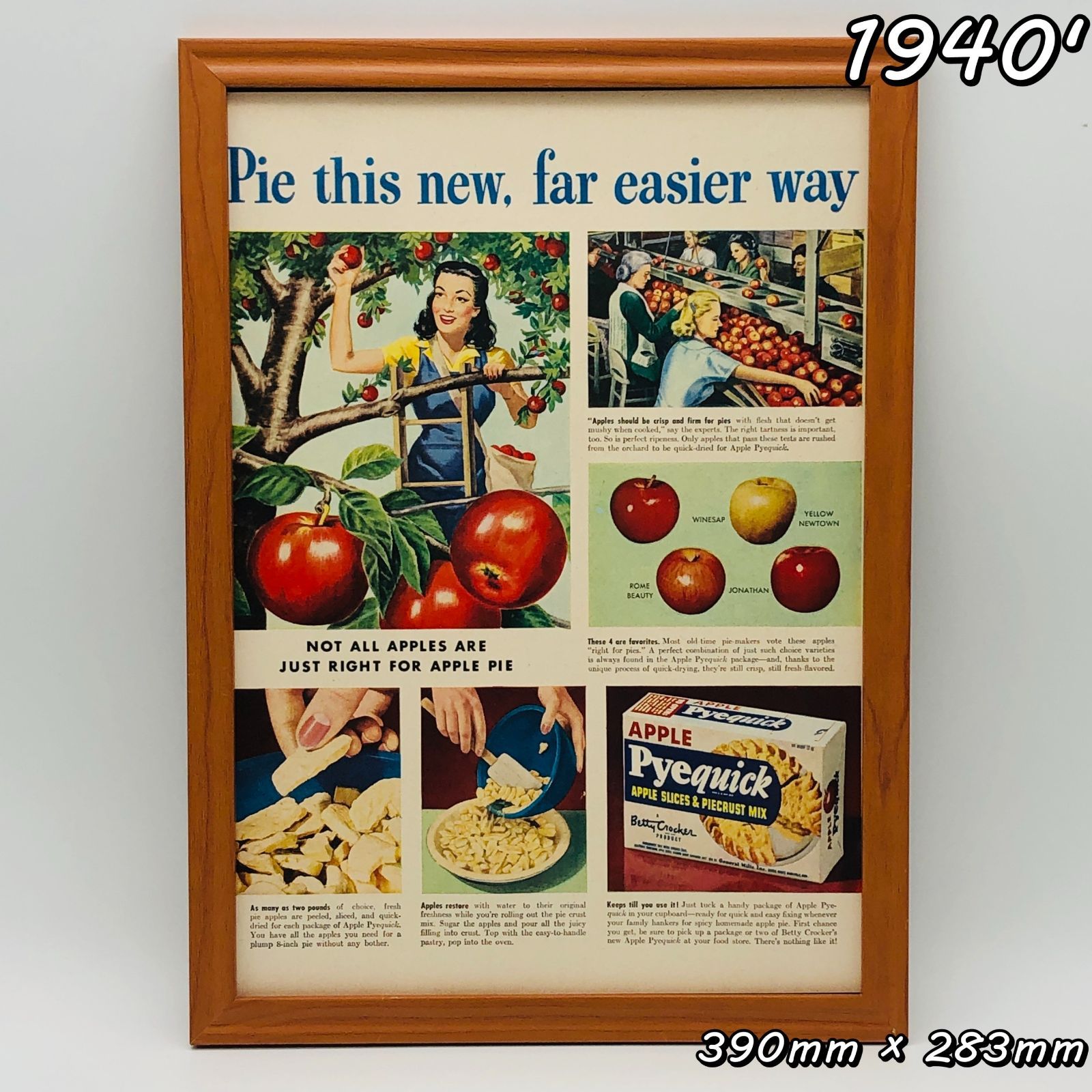 ビンテージ 広告 ポスター フレーム付 『 アップルパイ 』 1940's