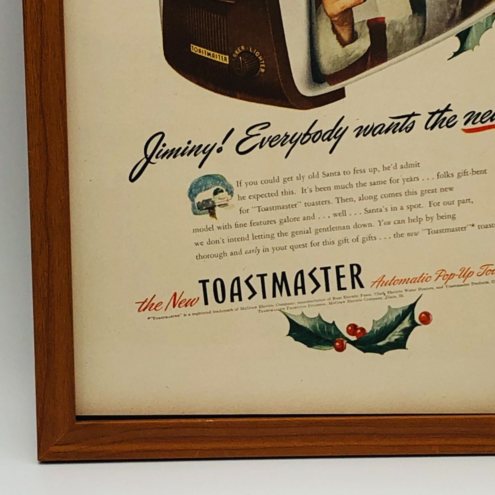 ビンテージ 広告 ポスター フレーム付 『 トーストマスター 』 1940's