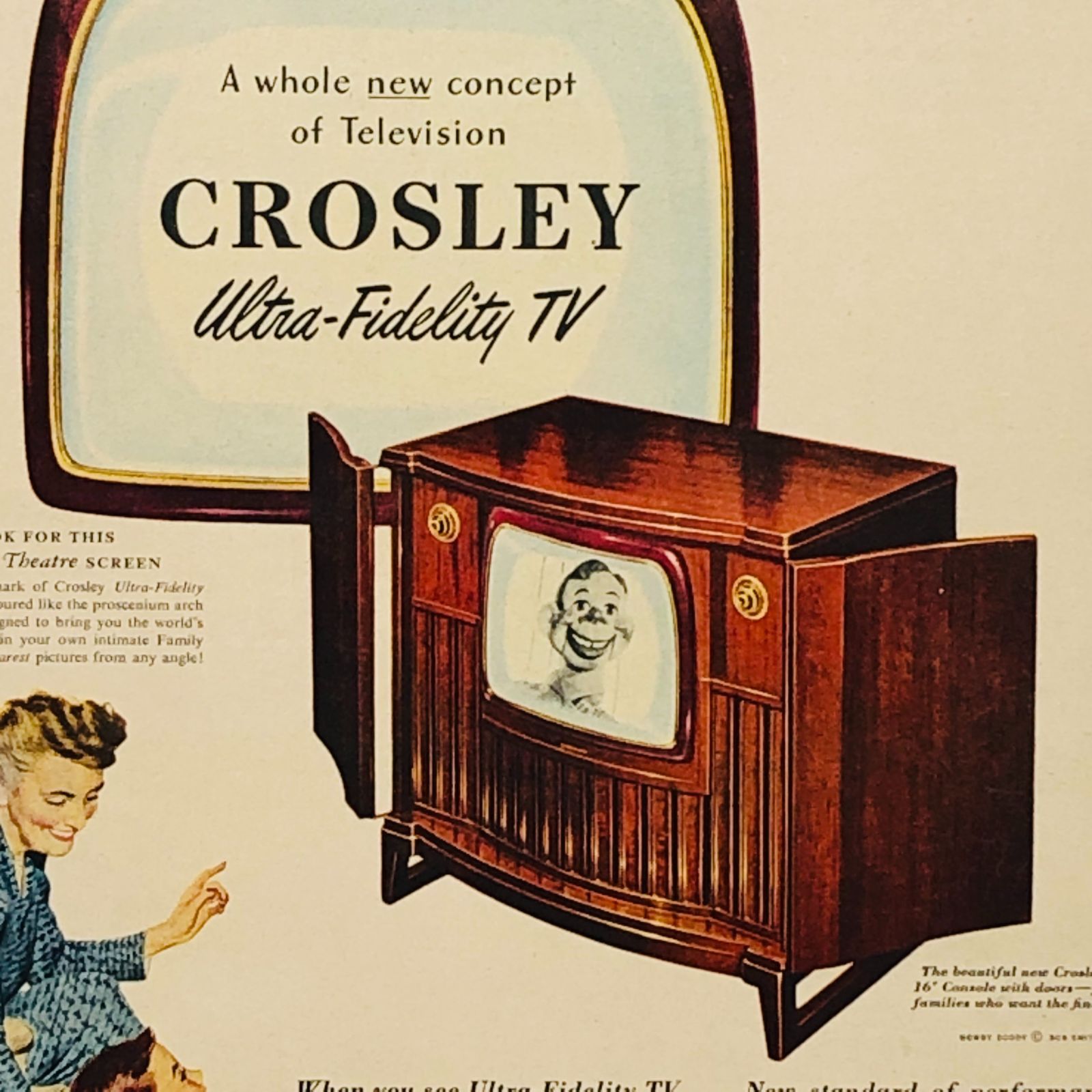 ビンテージ 広告 ポスター フレーム付 『 クロスリー テレビ (Crosley