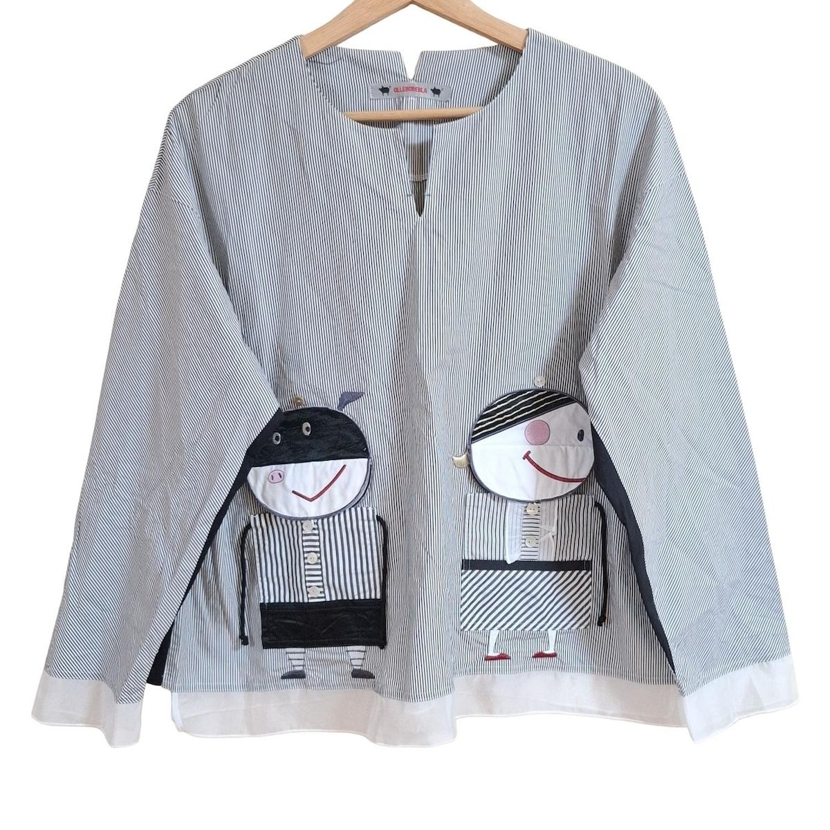 ALBEROBELLO OLLEBOREBLA アルベロベロ オレボレブラ 長袖カットソー レディース - グレー×白×マルチ スリットネック ストライプ