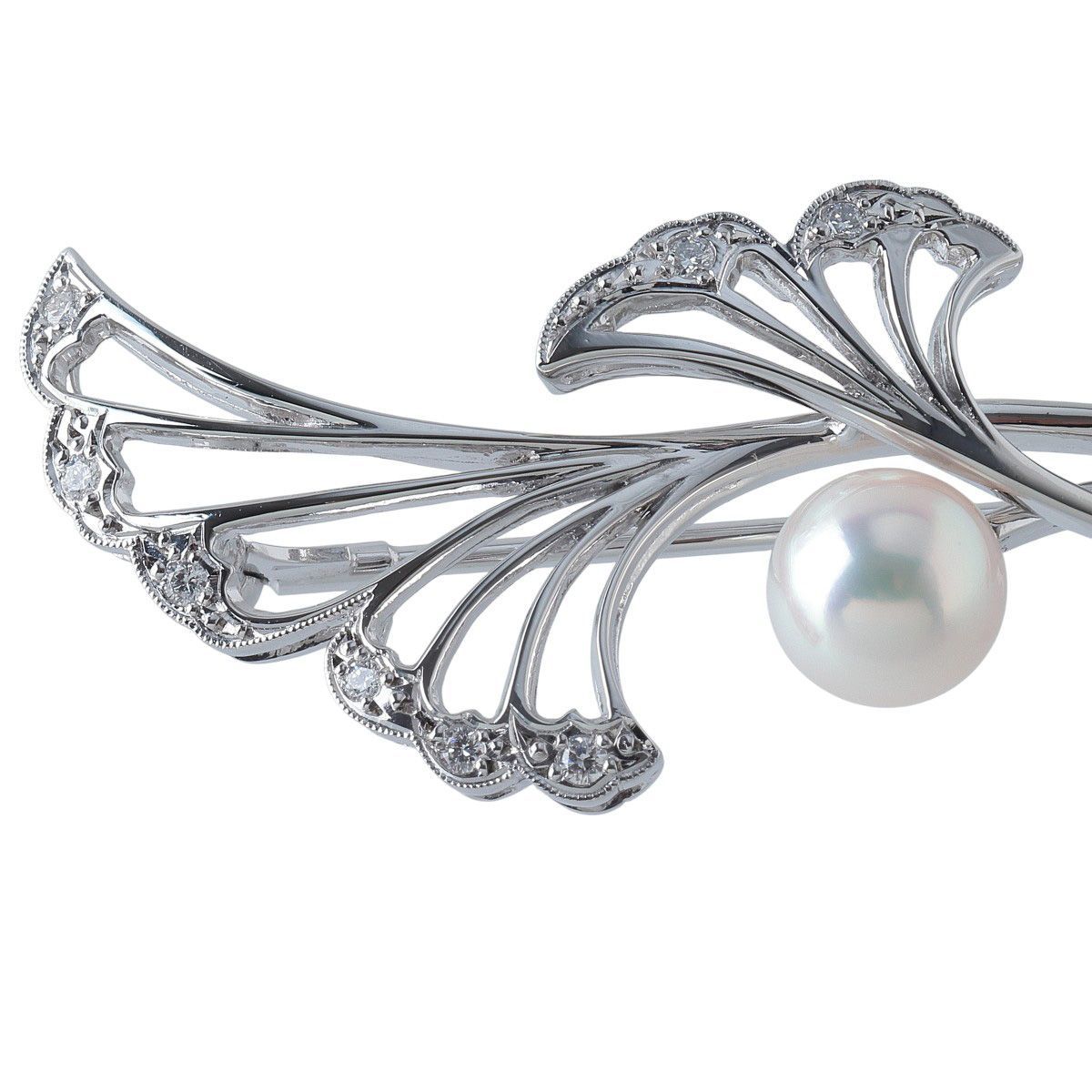 ミキモト パール ダイヤ ブローチ Pt950 アコヤパール7.1mm 新品仕上げ