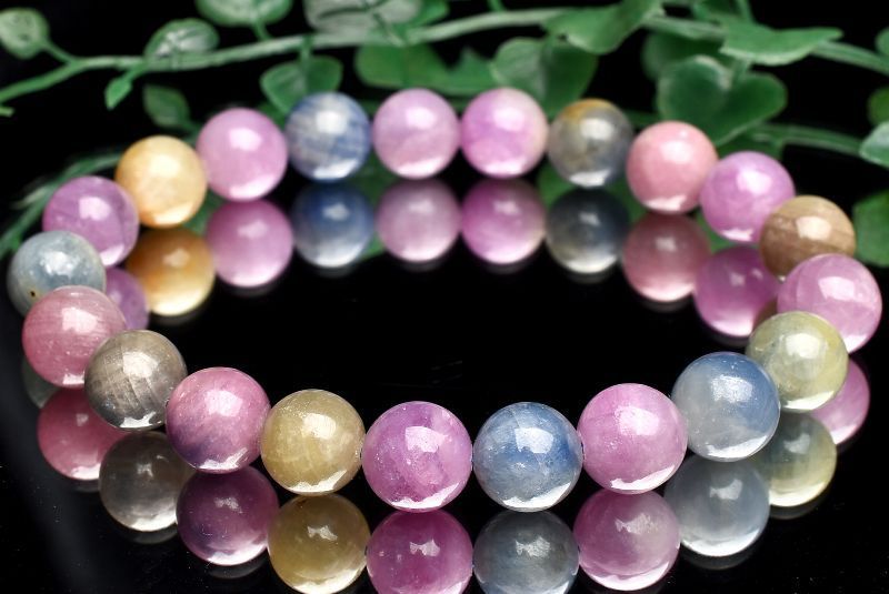  １点物 天然非加熱 コランダム MIXサファイア 9 5 mm ブレスレット パワーストーン 天然石 _U 7891 ブレスレット バングル アクセサリー