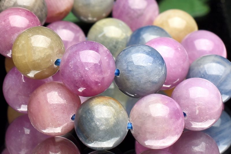 １点物 天然非加熱 コランダム MIXサファイア 9.5 mm ブレスレット パワーストーン 天然石 _U 7891