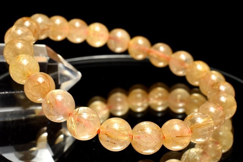 7.5mm ブレスレット 金運 ルチルクォーツ ゴールドタイチン 11-11.5mm