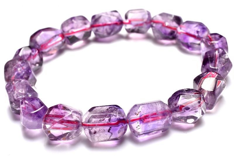 １点物 内包の宝庫 スーパーセブンアメジスト 11-15x10-12mm 原石ラフカット ブレスレット パワーストーン 天然石 _MC580