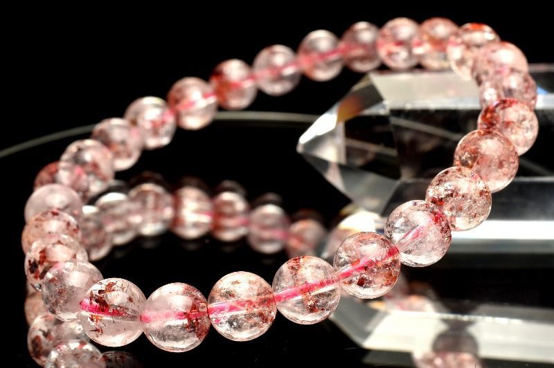  １点物 煌めきたっぷり内包 ストロベリークォーツ レピドクロサイトインクォーツ 6.5 mm ブレスレット パワーストーン 天然石 _MC 706 ブレスレット バングル アクセサリー