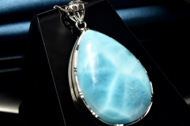 １点物 シルバー925 ラリマー 32x22mm ドロップ ペンダントトップ パワーストーン 天然石 _PC6905