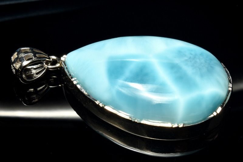 １点物 シルバー925 ラリマー 32 x 22 mm ドロップ ペンダントトップ パワーストーン 天然石 _PC 6905