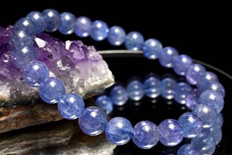 1点物 AAA 群青色の結晶 タンザナイト 7mm ブレスレット パワーストーン 天然石 _MC717