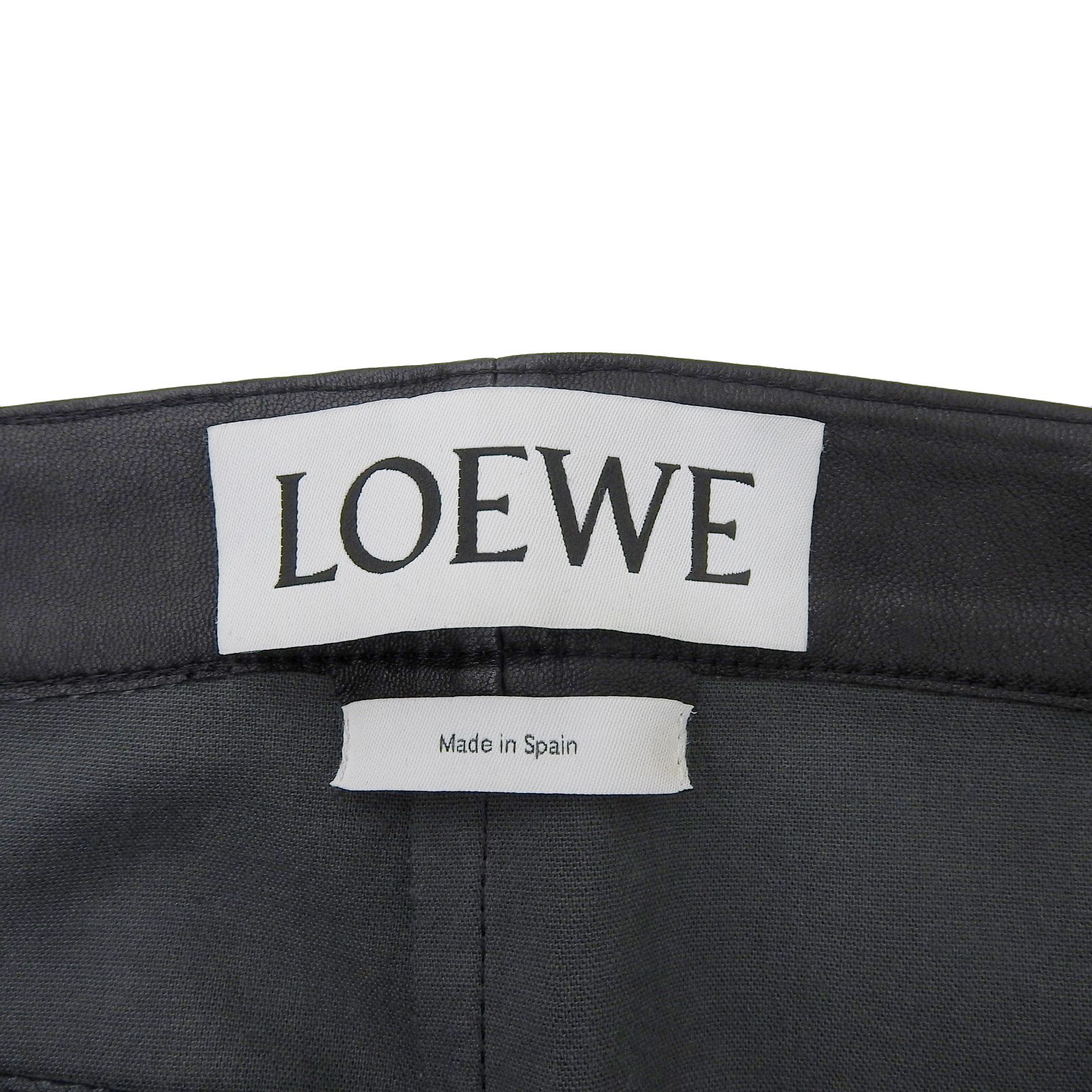 美品△LOEWE ロエベ レザーロゴパッチ付き ストレッチ ミッドライズ