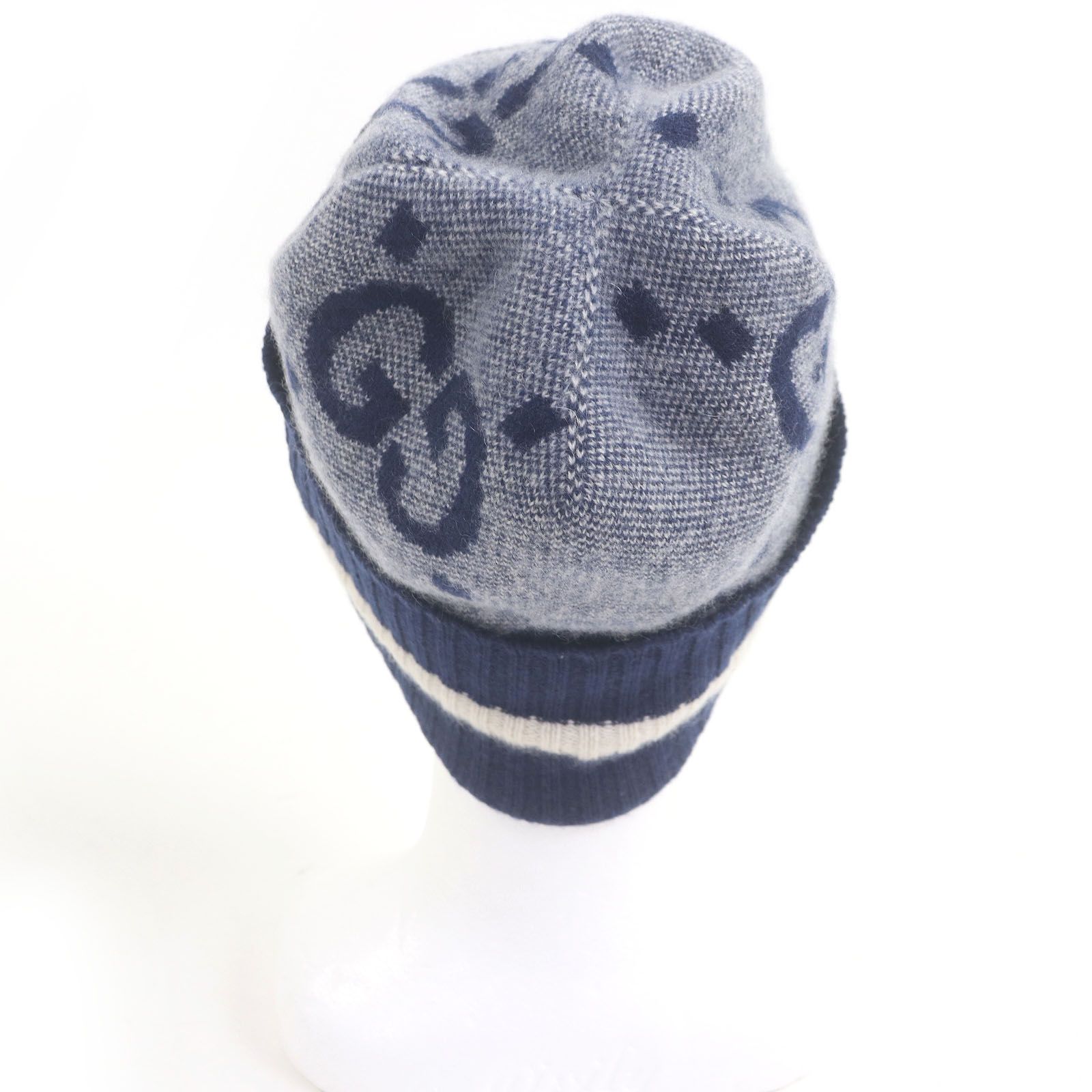 極美品□GUCCI グッチ 676827 カシミヤ100％ GGロゴ総柄 ビーニー