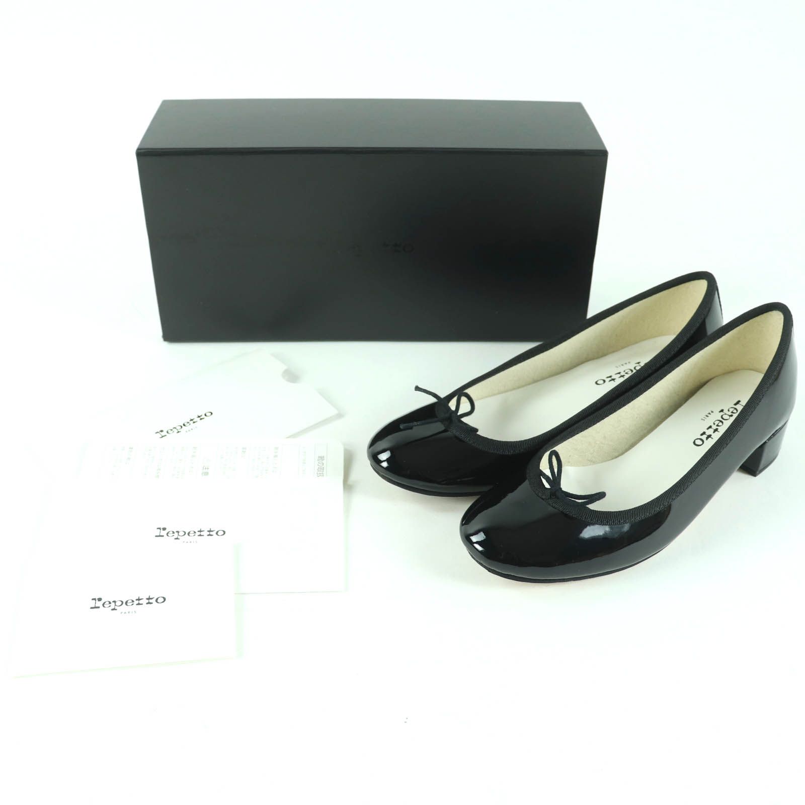 Repetto Cendrillon レペット サンドリオン VX 511 V camille リボンデザイン パテントレザーバレエシューズ ブラック 37 き フランス製 レディース