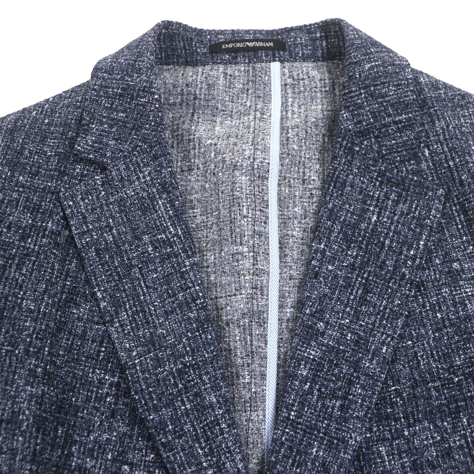 EMPORIO ARMANI エンポリオ アルマーニ 2019年製 ロゴ入りボタン ジャケット イージーパンツ セットアップ ネイビー 52 メンズ