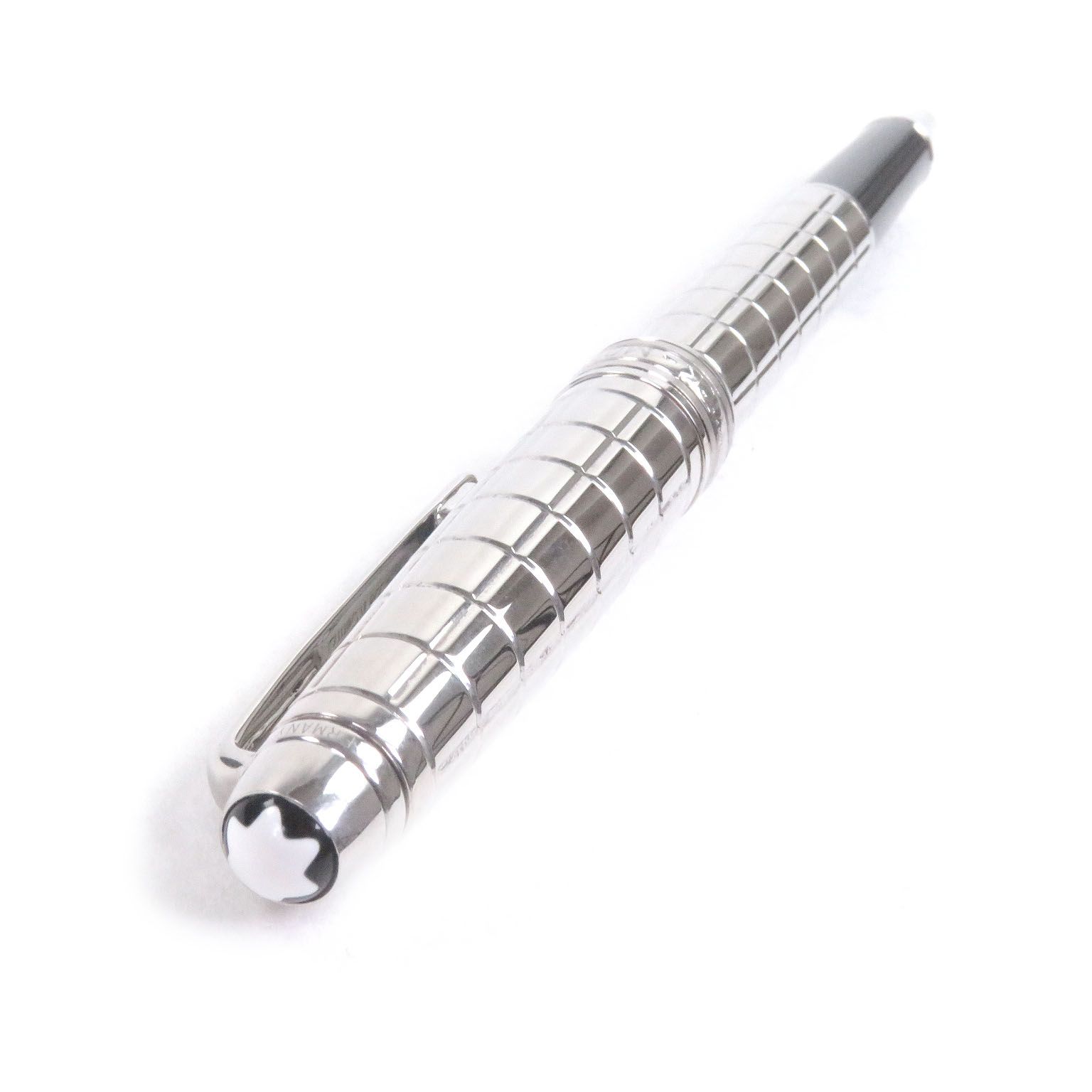 MONTBLANC モンブラン ソリテール 格子柄 プラチナプレート キャップ式 ボールペン シルバー ドイツ製 メンズ 筆記 済み