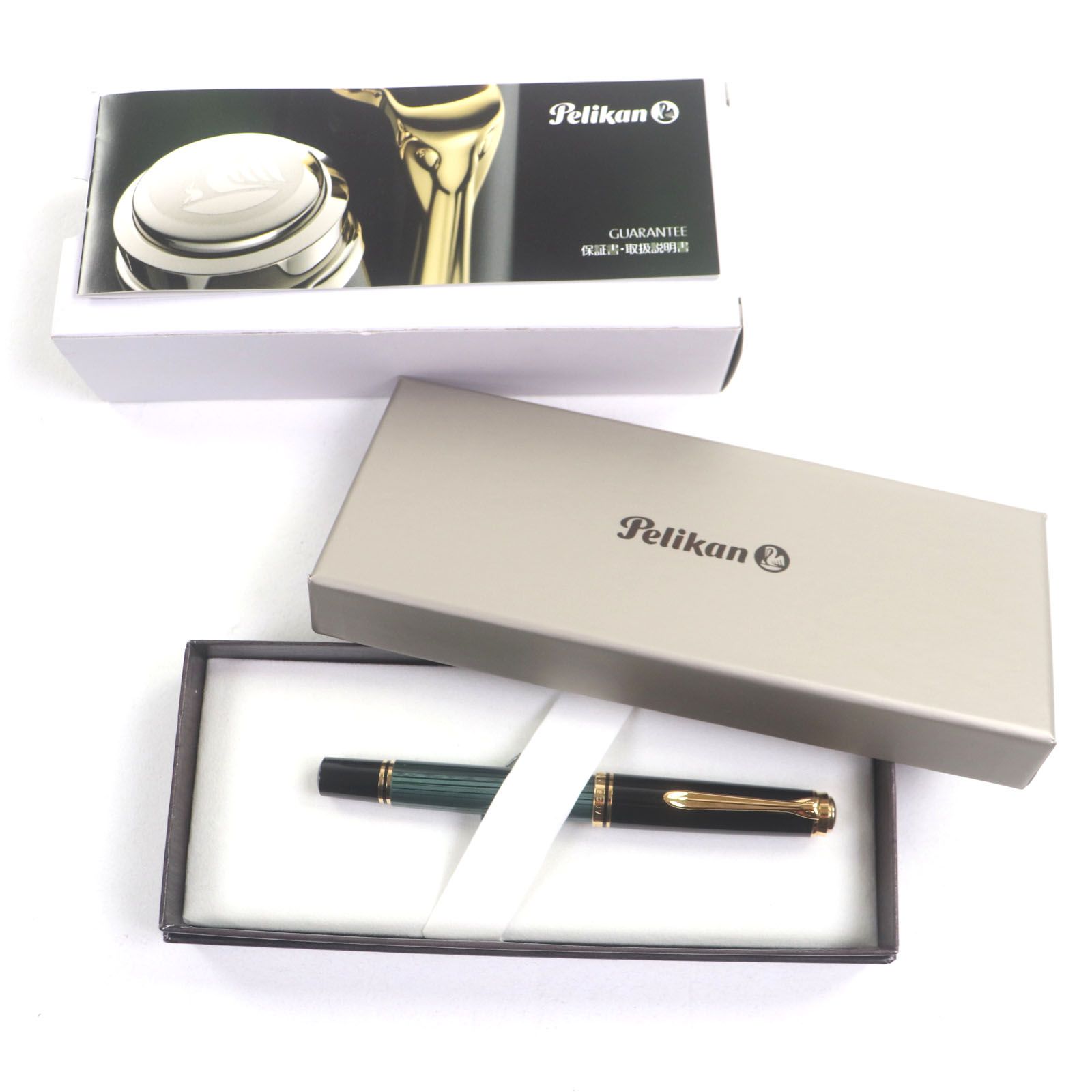 PERIKAN ペリカン M400 スーベレーン ペン先14K Mニブ ストライプ柄 万年筆 ブラック グリーン き メンズ