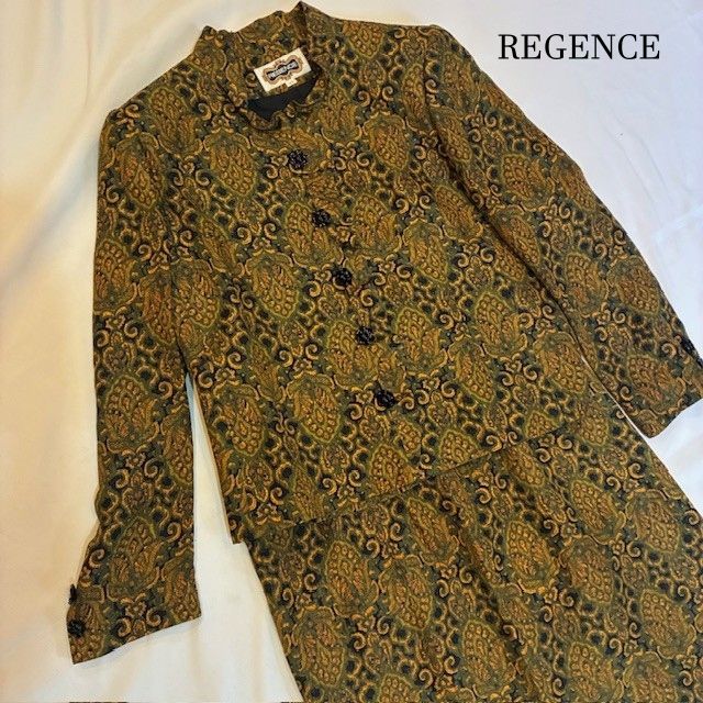 レジャンス REGENCE シルク90 レトロ調ペイズリー アンサンブルスーツ バブル時代風 サイズ 42