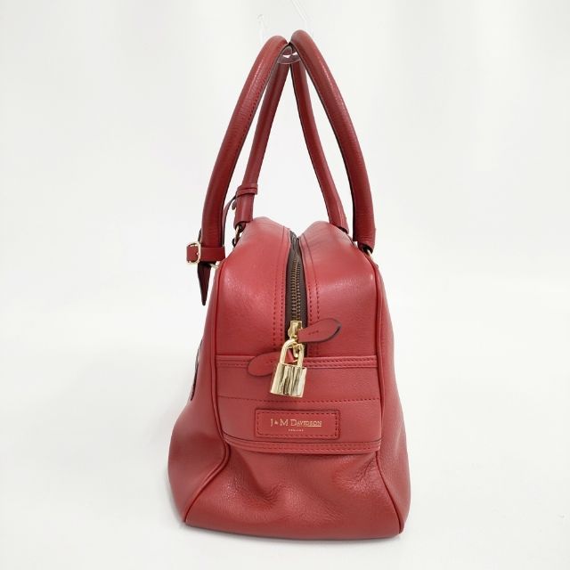 J-M Davidson スペイン製 鍵付き vivi レザー トートバッグ ボストンバッグ レッド レディース ジェイアンドエムデヴィッドソン 5-1029G∞