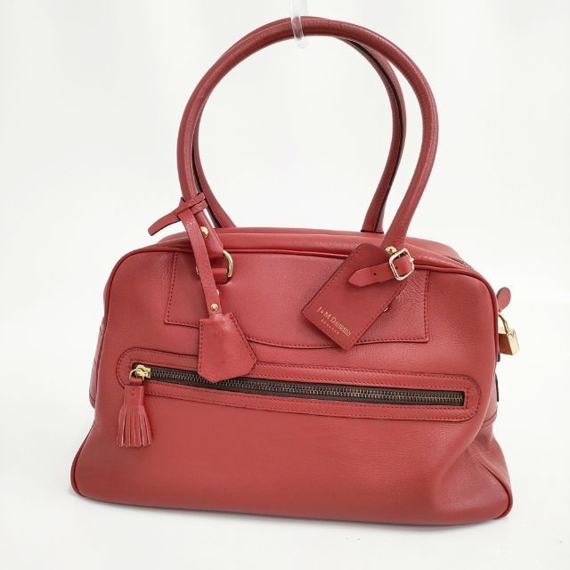 J-M Davidson スペイン製 鍵付き vivi レザー トートバッグ ボストンバッグ レッド レディース ジェイアンドエムデヴィッドソン 5-1029G∞