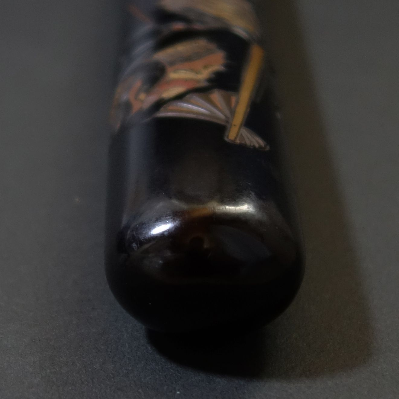 煙管筒 【 彫彩漆 蒔絵 扇花鳥青海波文様 煙管筒 】漆器 喫煙具 煙管