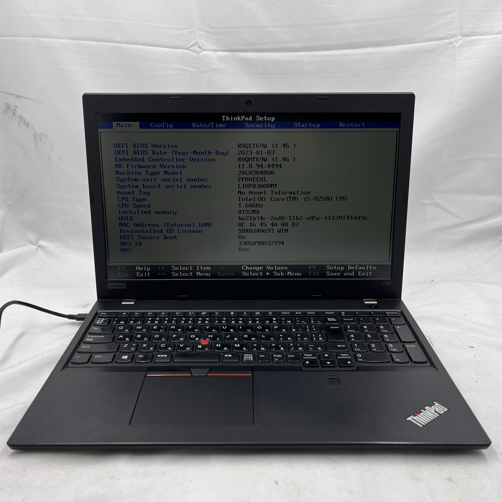 スライドパッド動作不安定 ジャンク Lenovo ThinkPad L580 Core i5 8250U 8GB SSD 256GB 15.6インチ OS無し ノートパソコン RM626