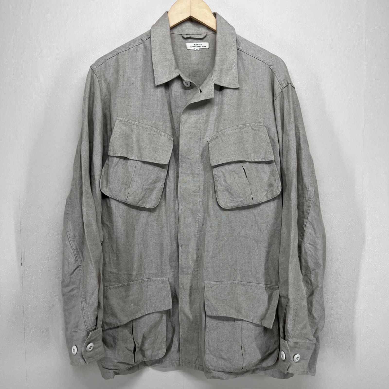 スロー&コー リネン ファティーグジャケット ベージュ L
