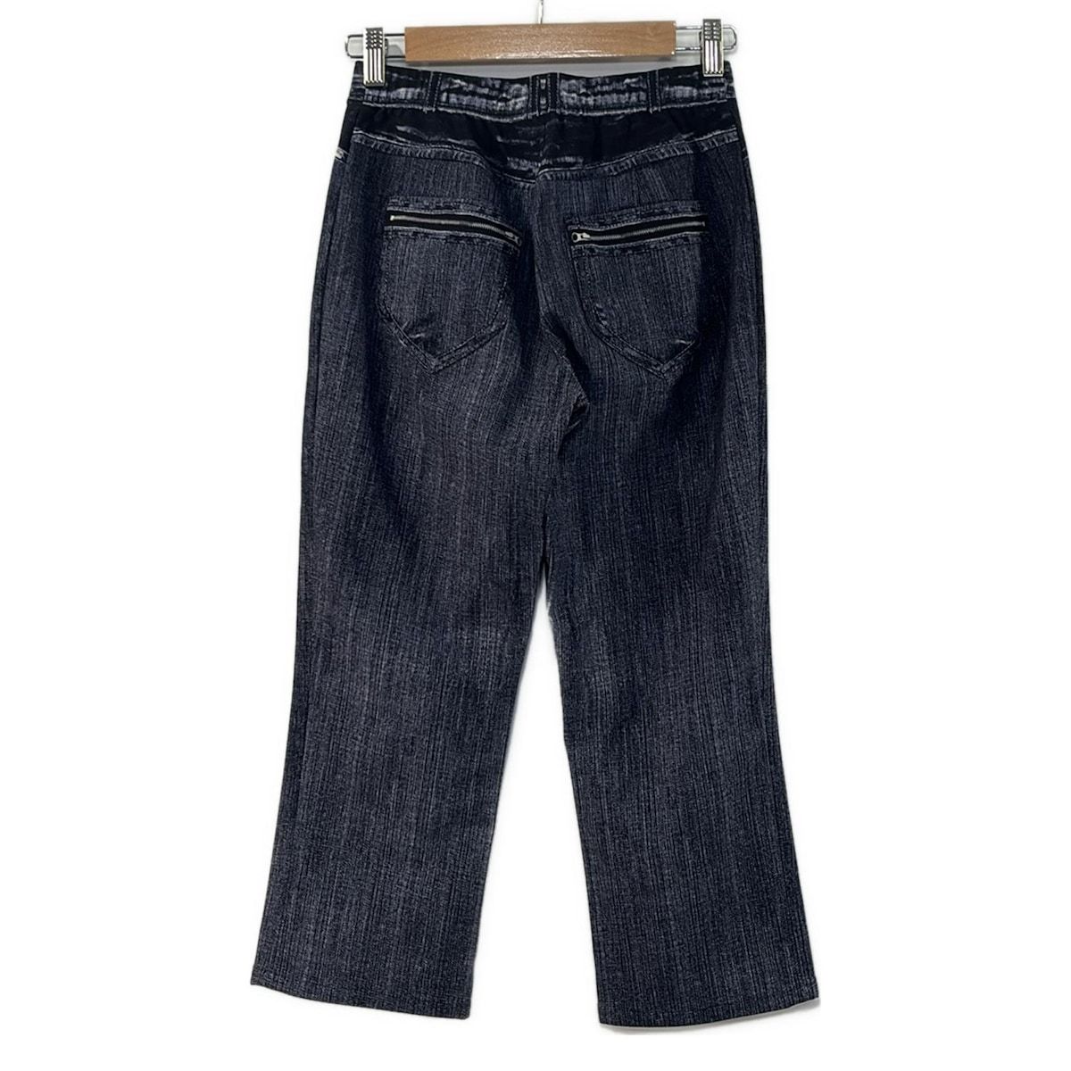 LEONARD SPORT レオナールスポーツ パンツ サイズ38 M レディース - ネイビー クロップド 半端丈 ウエストゴム フェイクジーンズ