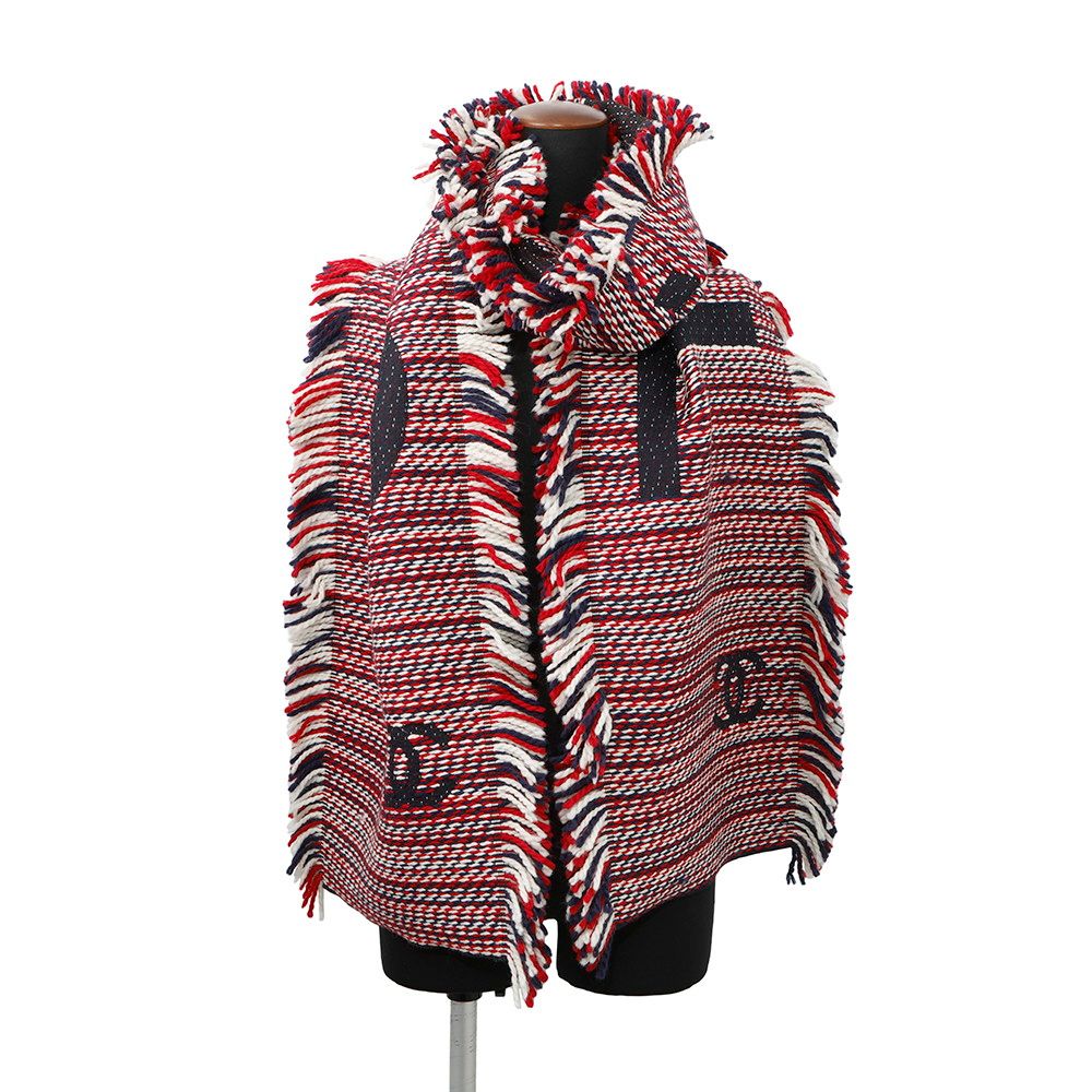 シャネル　マフラー　ココマーク　レッド　赤　カシミヤ　シルク　混合 シャネルマフラーココマークレッド赤カシミヤシルク混合