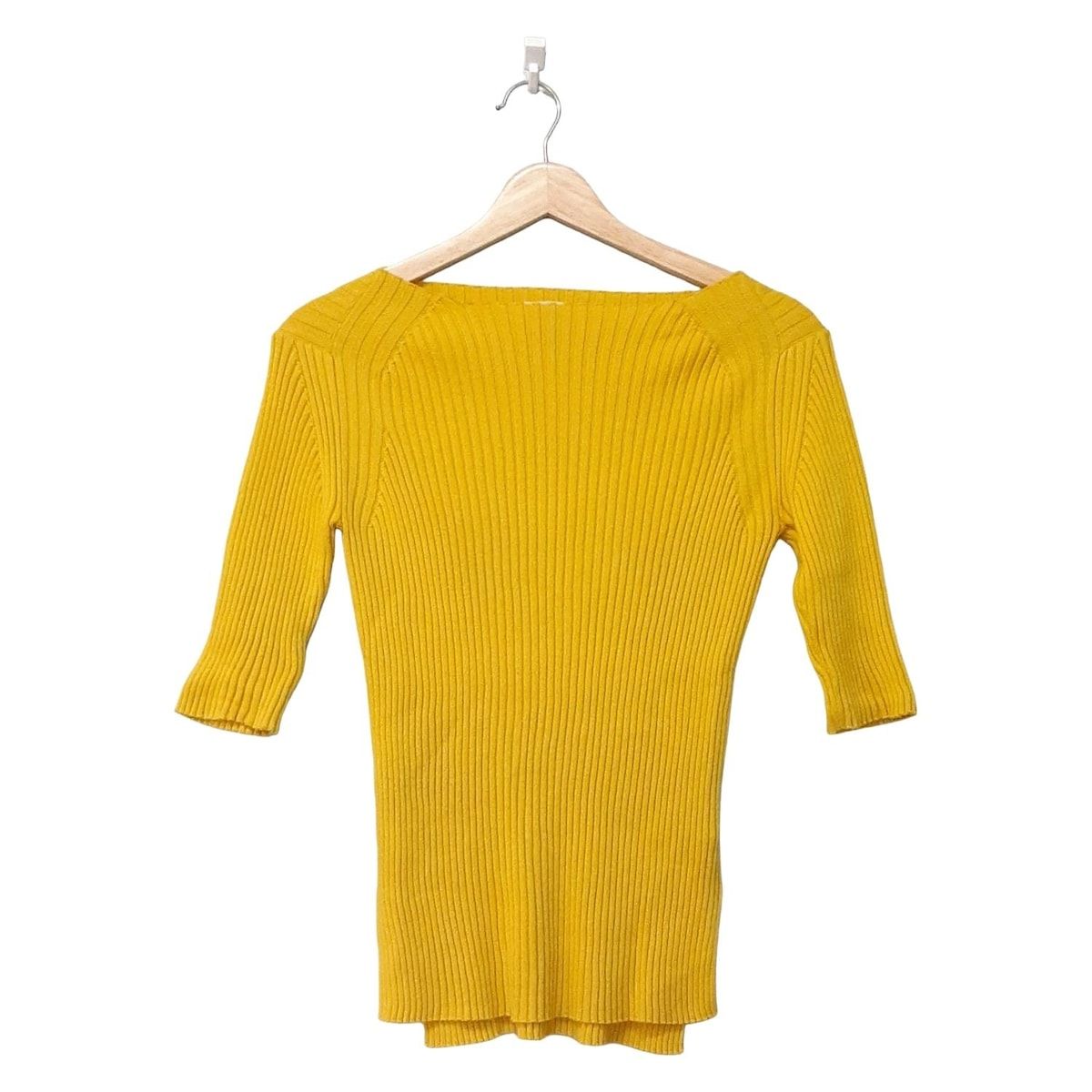 AURALEE オーラリー 七分袖セーター サイズ0 XS レディース - イエロー ハイネック