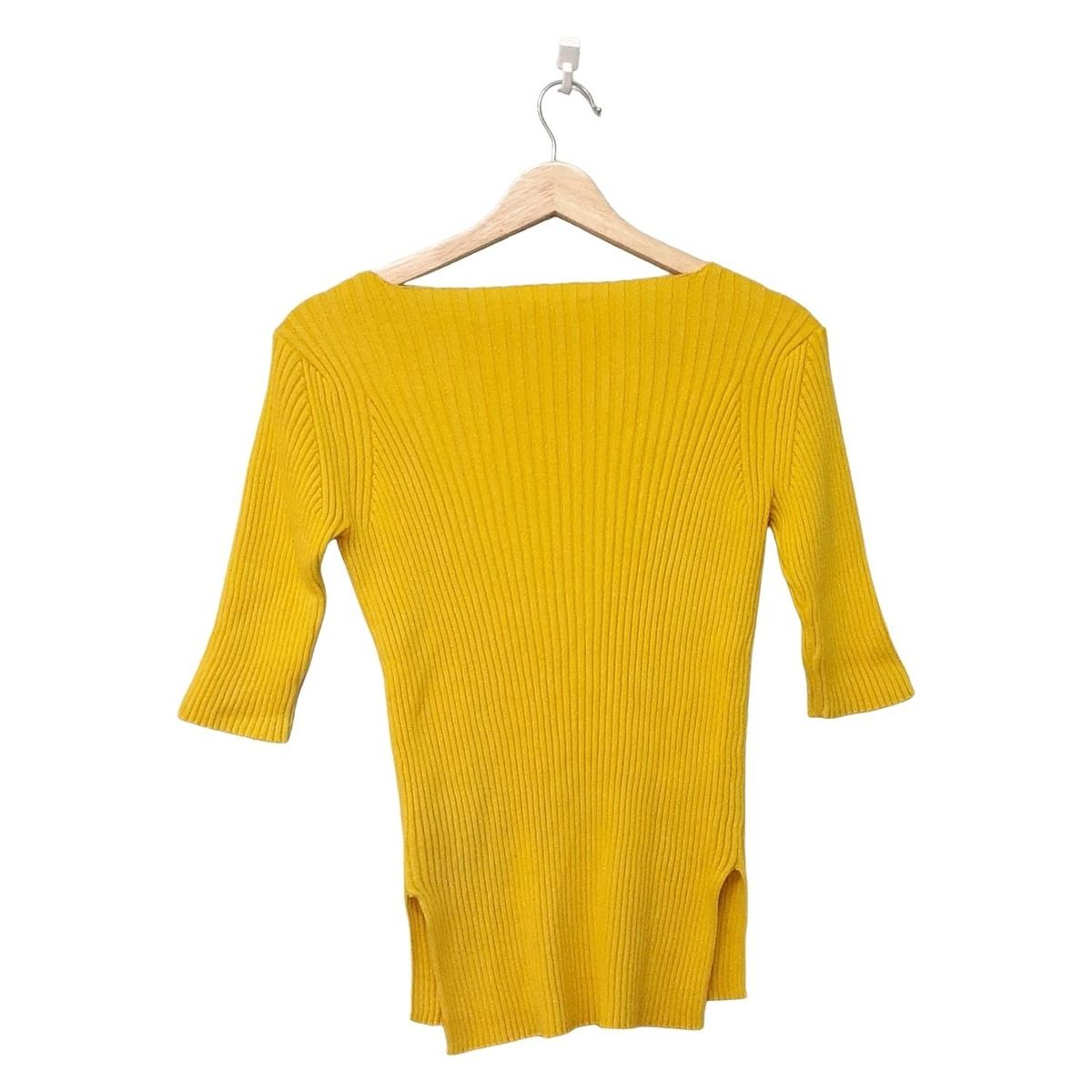 AURALEE オーラリー 七分袖セーター サイズ0 XS レディース - イエロー ハイネック
