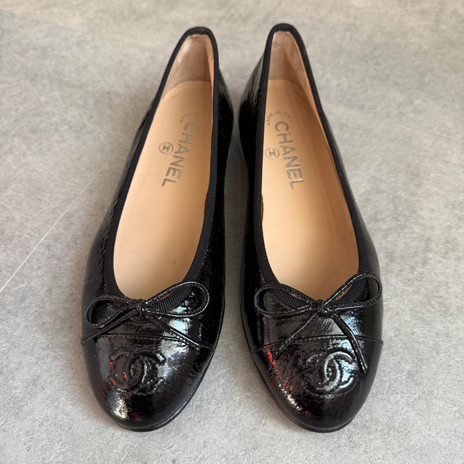 CHANEL ブラックバレエシューズ CHANEL】シャネル フラットシューズ オペラ G30757 バレエシューズ
