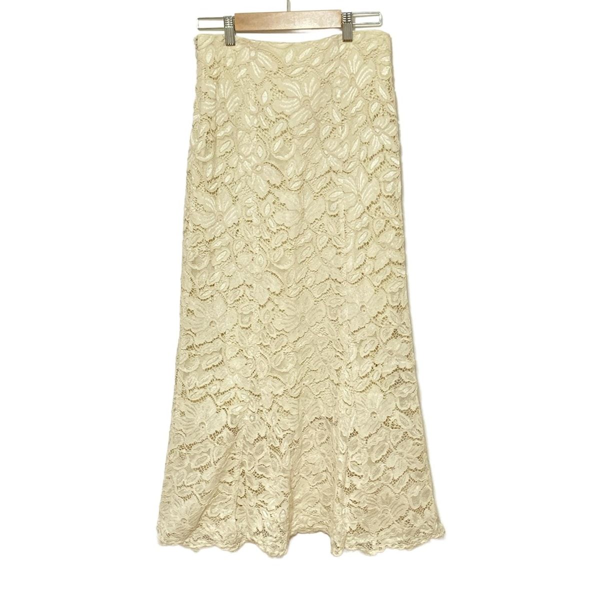 VERMEIL par iena ヴェルメイユ パー イエナ ロングスカート サイズ38 M レディース - ライトベージュ レース